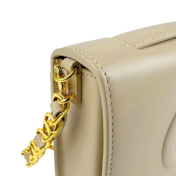 Auth Christian Dior Chain Shoulder Bag Beige/Gold Leather/Metal - z4382 - Picture 6 of 12